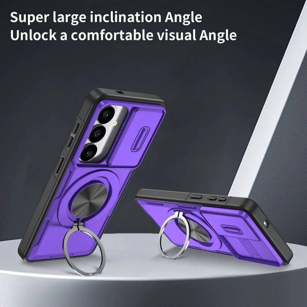 2-in-1 Magnetic Sliding Lens Case, Purple for Samsung S26