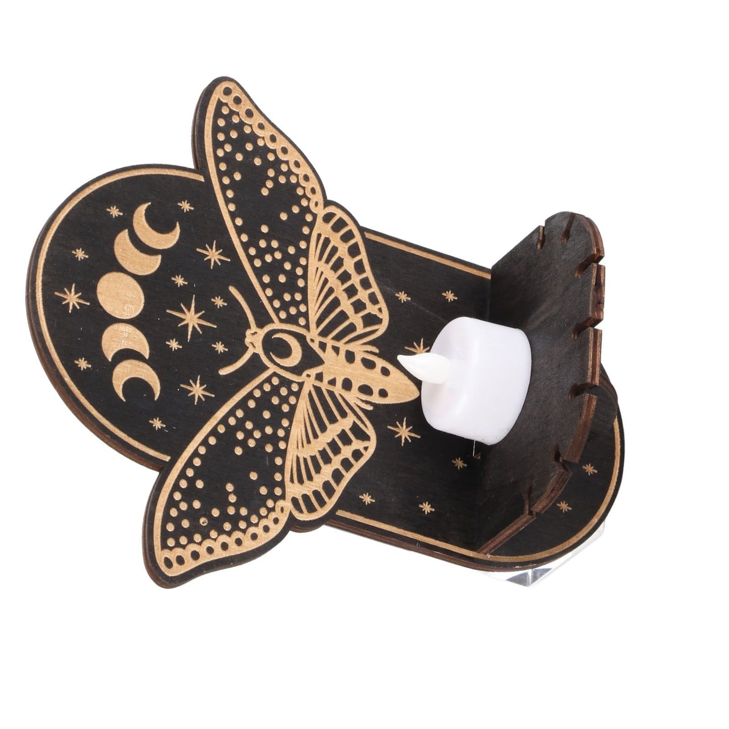 Wooden Candle Holder Hanging Decoration LED Animal Candlestick Crystal Display Stand for Meditation Home Decor
