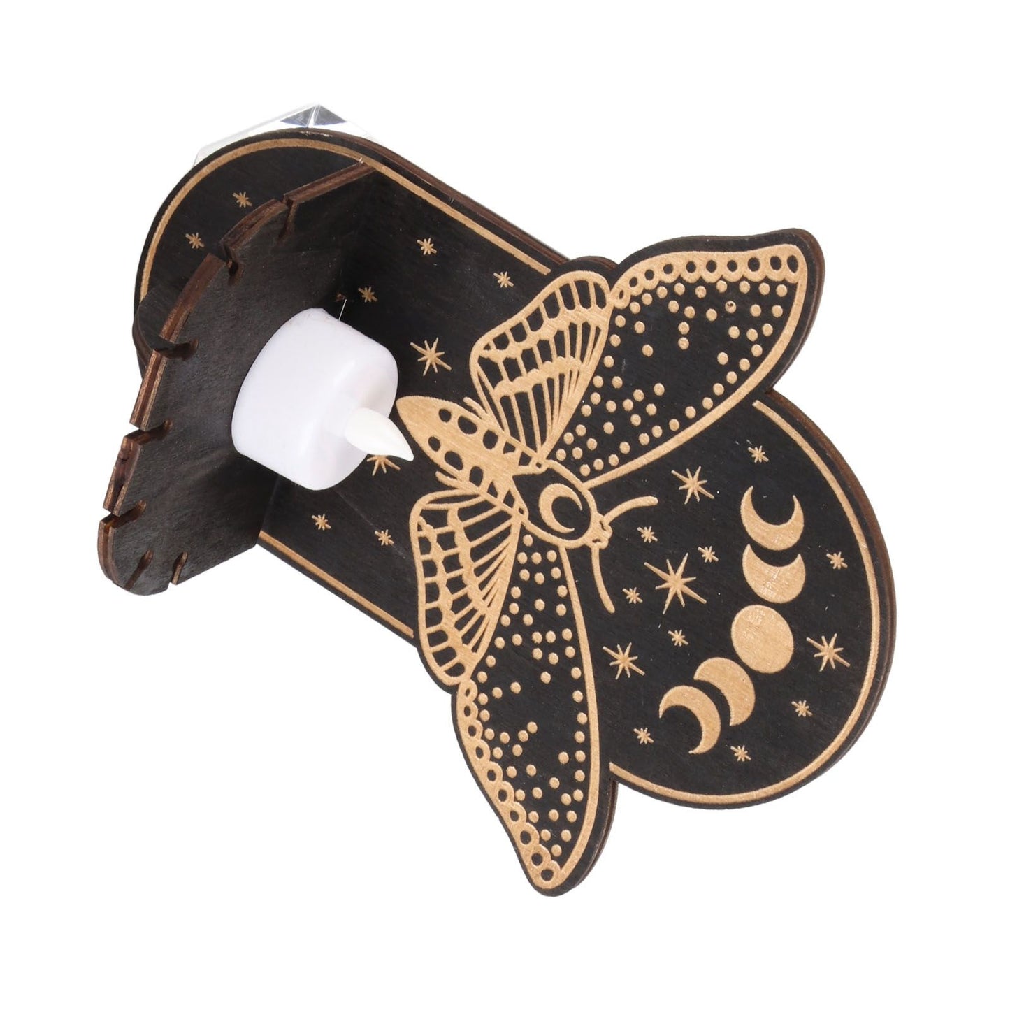 Wooden Candle Holder Hanging Decoration LED Animal Candlestick Crystal Display Stand for Meditation Home Decor