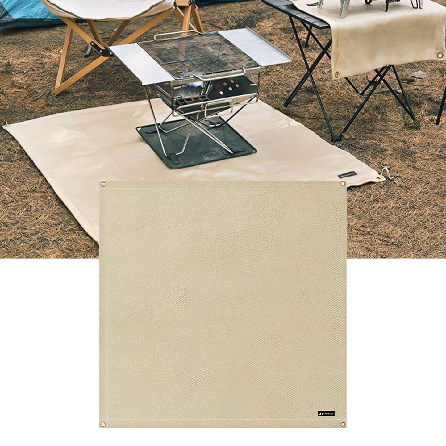 BBQ Grill Mat Outdoor Picnic Fire Pit Mat High Temperature Resistant Glass Fiber Fireproof Cloth L 100x100cm