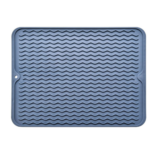 Table Insulating Rubber Mat Anti Slip Waterproof Heat Resistant Dish Drying Placemat for Kitchen Blue