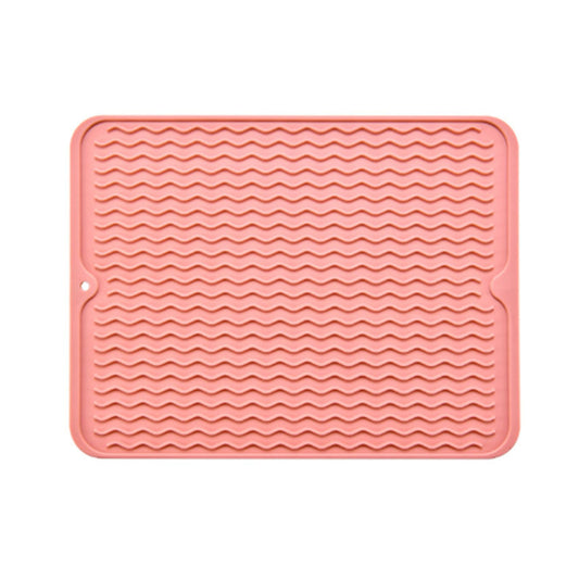 Table Insulating Rubber Mat Anti Slip Waterproof Heat Resistant Dish Drying Placemat for Kitchen Pink