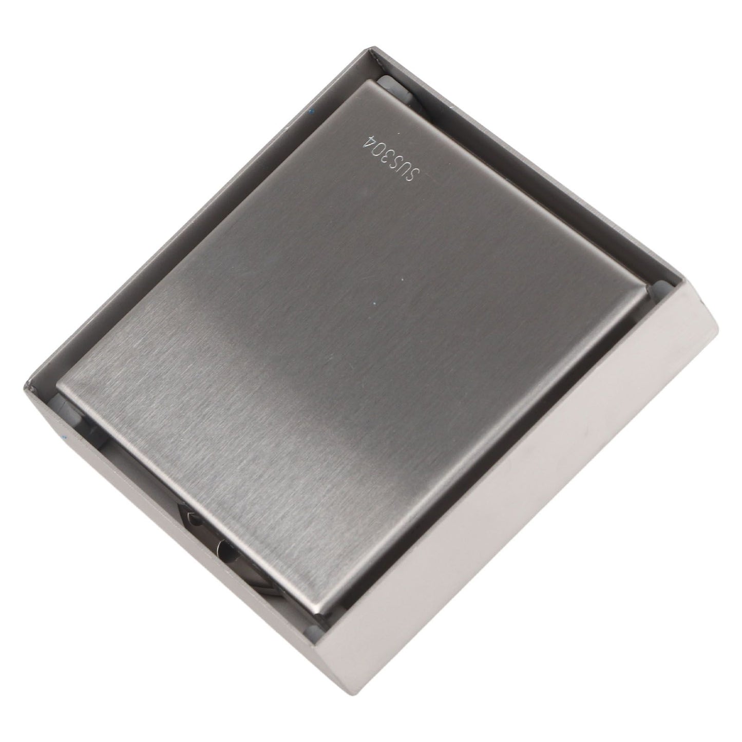 4 Inch Square Invisible Shower Drain Stainless Steel Anti Odor Bathroom Floor Drain 1.3mm Tileable Brushed