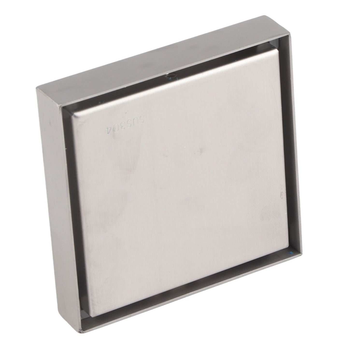 4 Inch Square Invisible Shower Drain Stainless Steel Anti Odor Bathroom Floor Drain 1.3mm Tileable Brushed