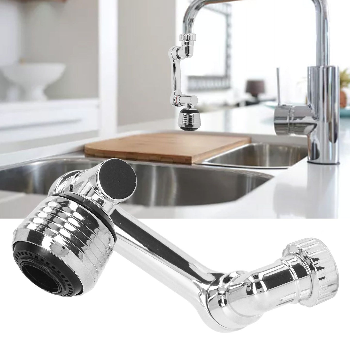 Swivel Faucet Extender Bendable 1080 Degree Rotating Universal Sink Faucet Aerator Extender for Kitchen Balcony Faucet