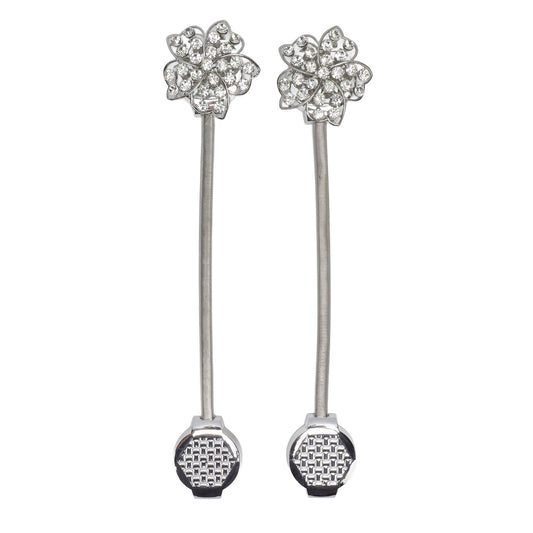 2Pcs Magnetic Curtain Tiebacks Stretchy Sparkling Crystal Flower Curtain Buckle Clips Stainless Wire Curtain Bind