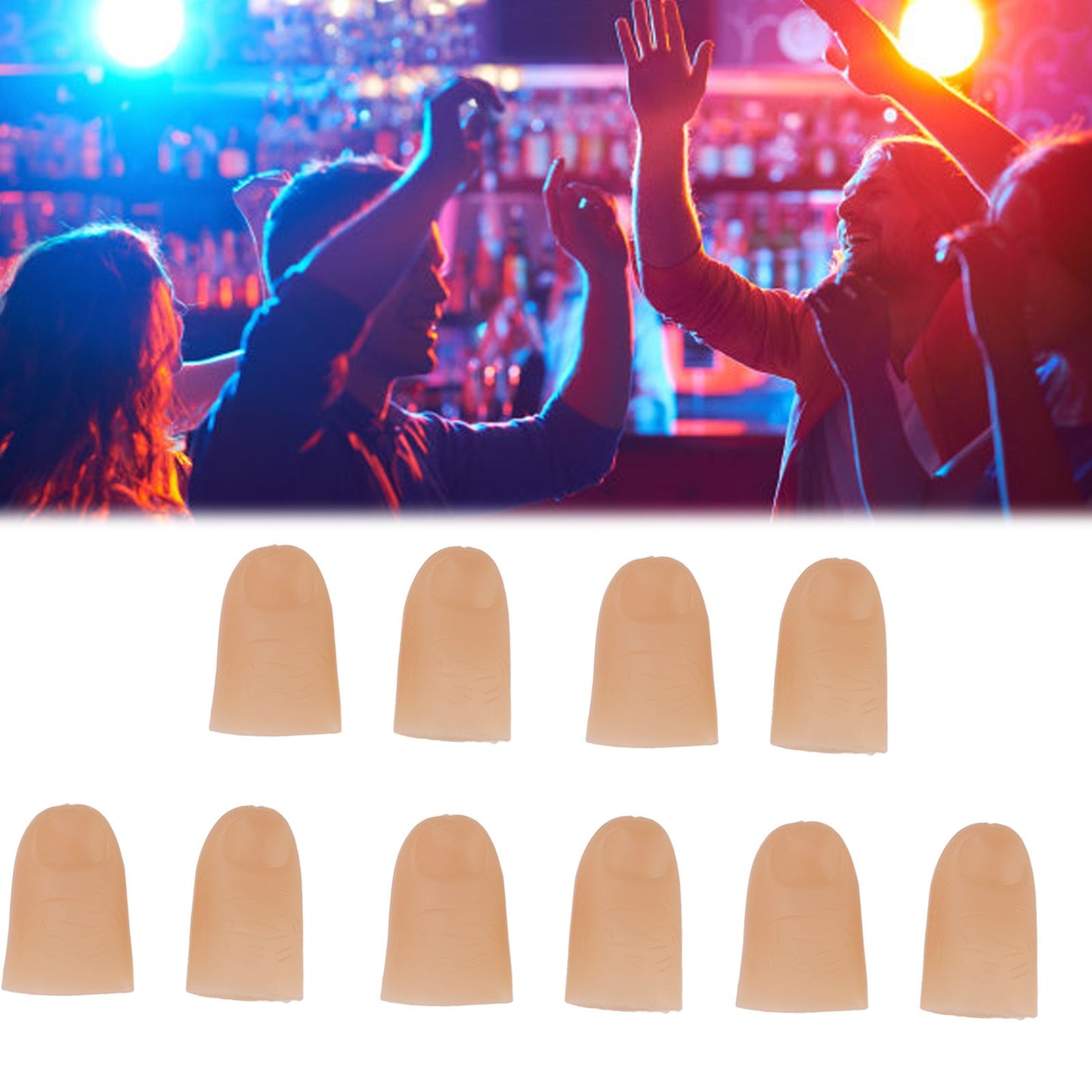 5 Pairs Finger Light Up Thumb PVC 3V 40mAh Battery Powered 4.5cm LED Fake Finger Lights for Performance Prop Blue