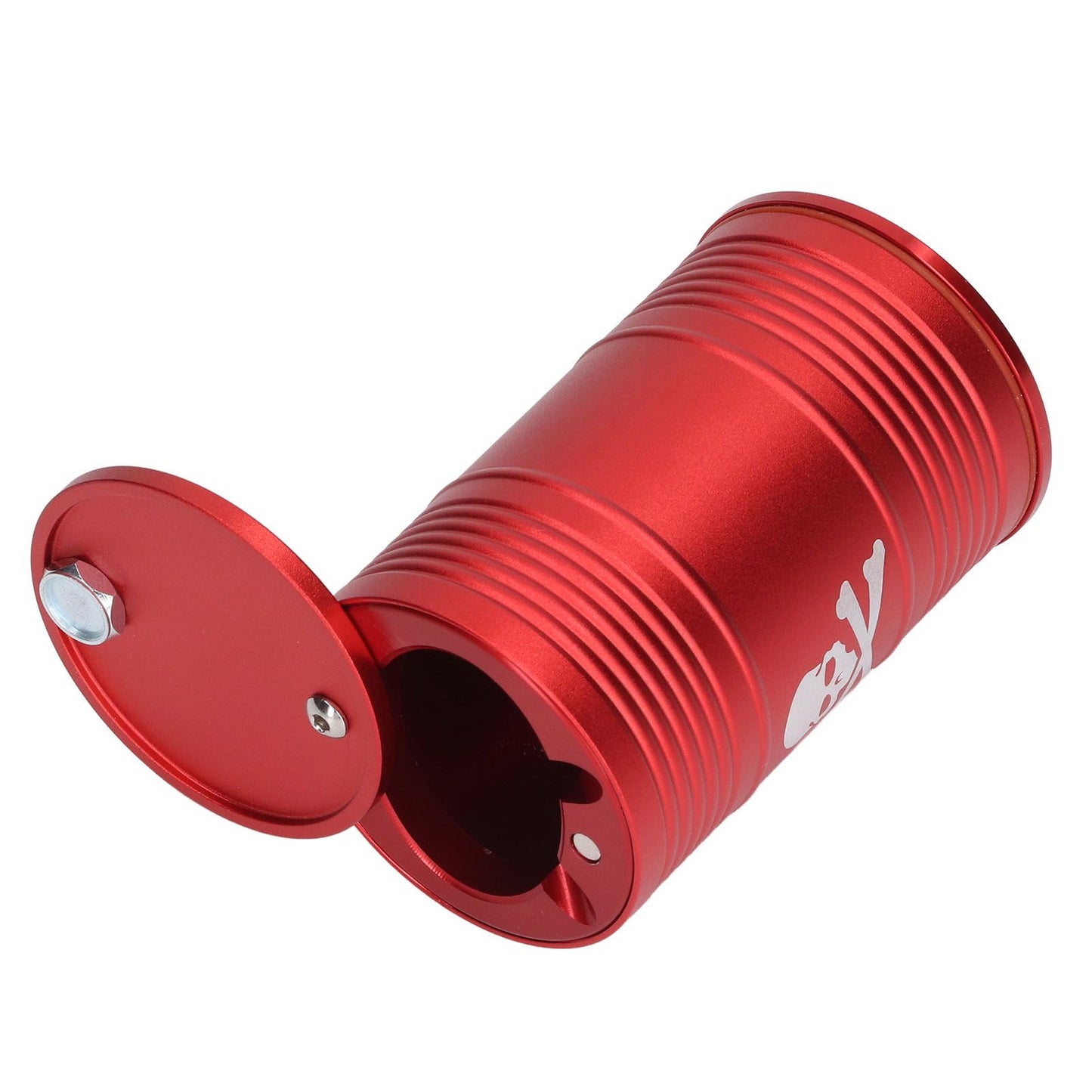 Cigarette Cylinder Ashtray Aluminum Alloy Heat Resistant Portable Car Ashtray for Automobile Red