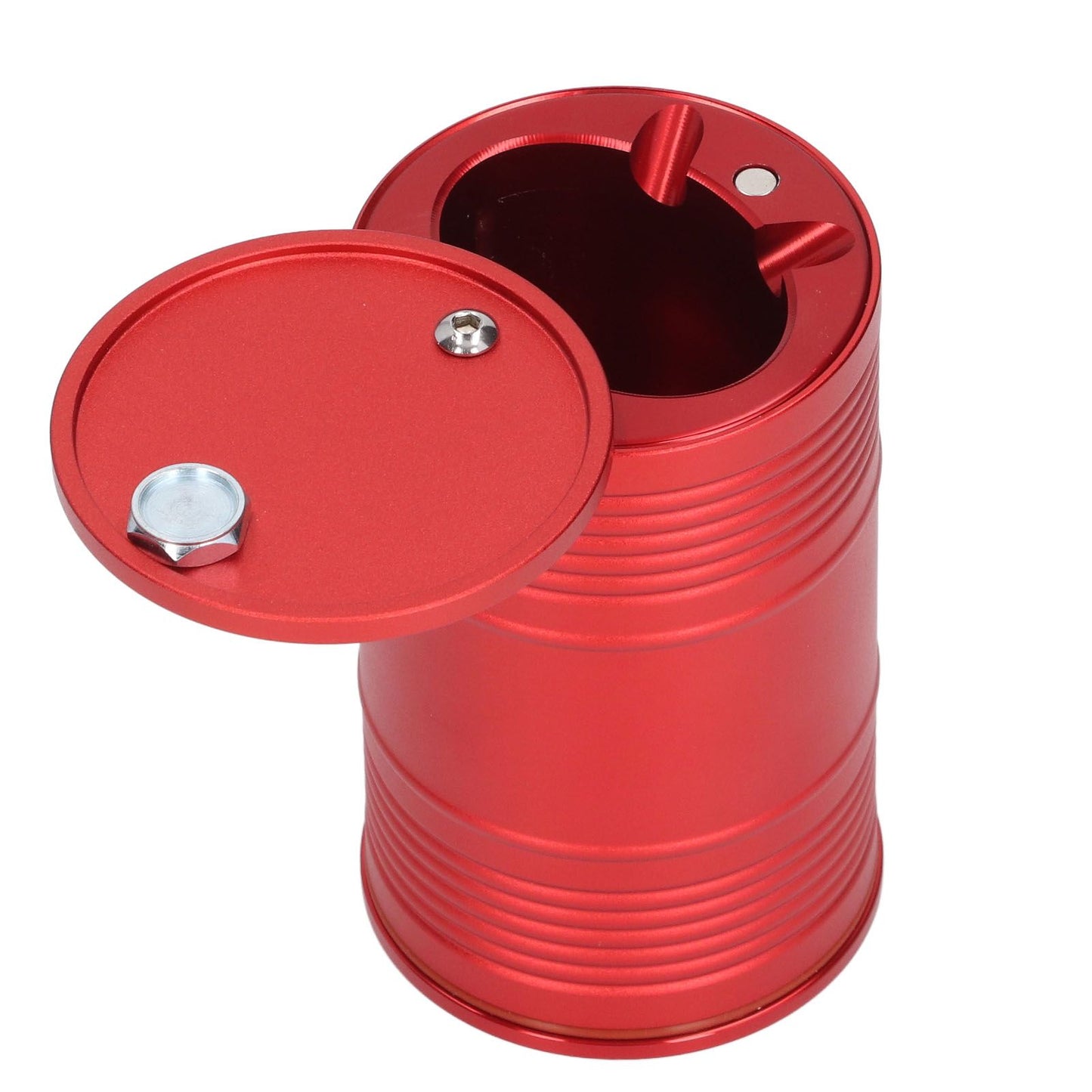 Cigarette Cylinder Ashtray Aluminum Alloy Heat Resistant Portable Car Ashtray for Automobile Red