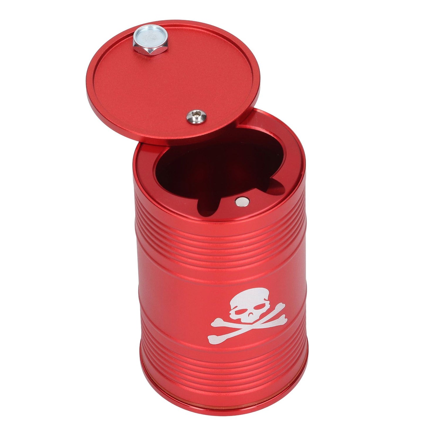 Cigarette Cylinder Ashtray Aluminum Alloy Heat Resistant Portable Car Ashtray for Automobile Red
