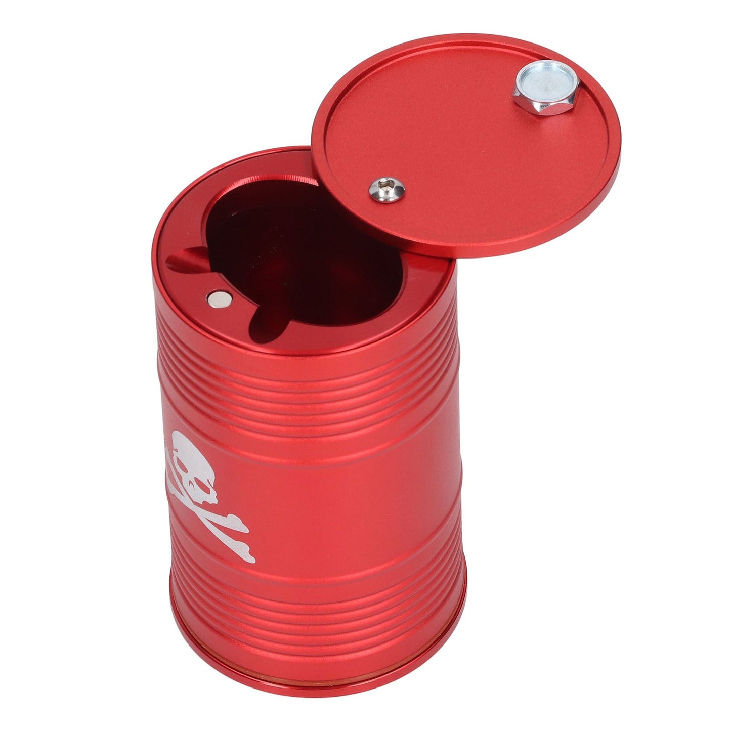 Cigarette Cylinder Ashtray Aluminum Alloy Heat Resistant Portable Car Ashtray for Automobile Red
