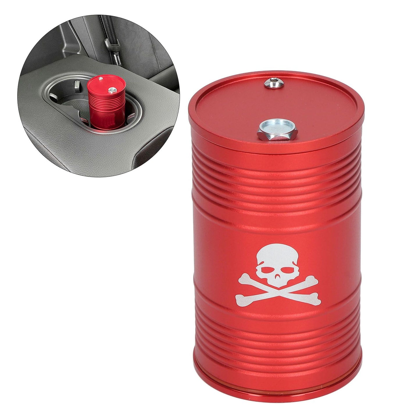 Cigarette Cylinder Ashtray Aluminum Alloy Heat Resistant Portable Car Ashtray for Automobile Red