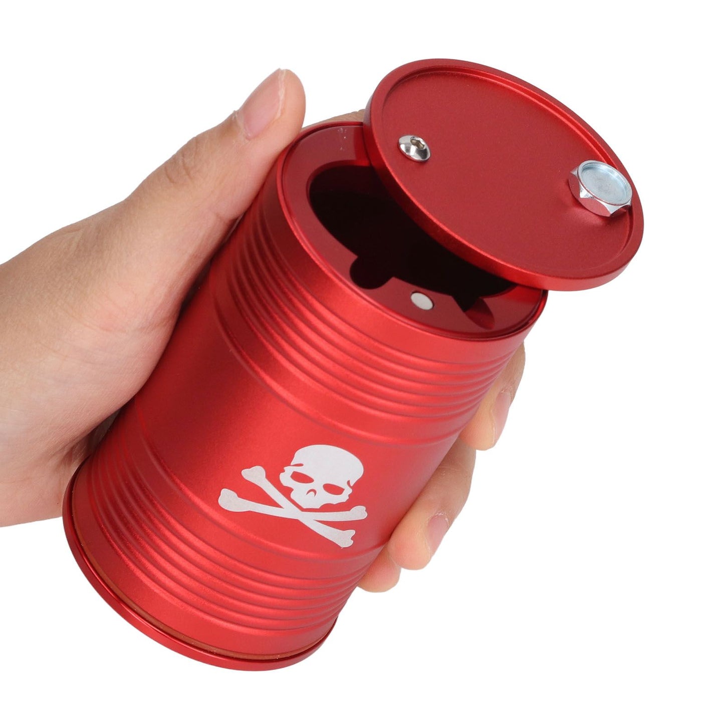 Cigarette Cylinder Ashtray Aluminum Alloy Heat Resistant Portable Car Ashtray for Automobile Red