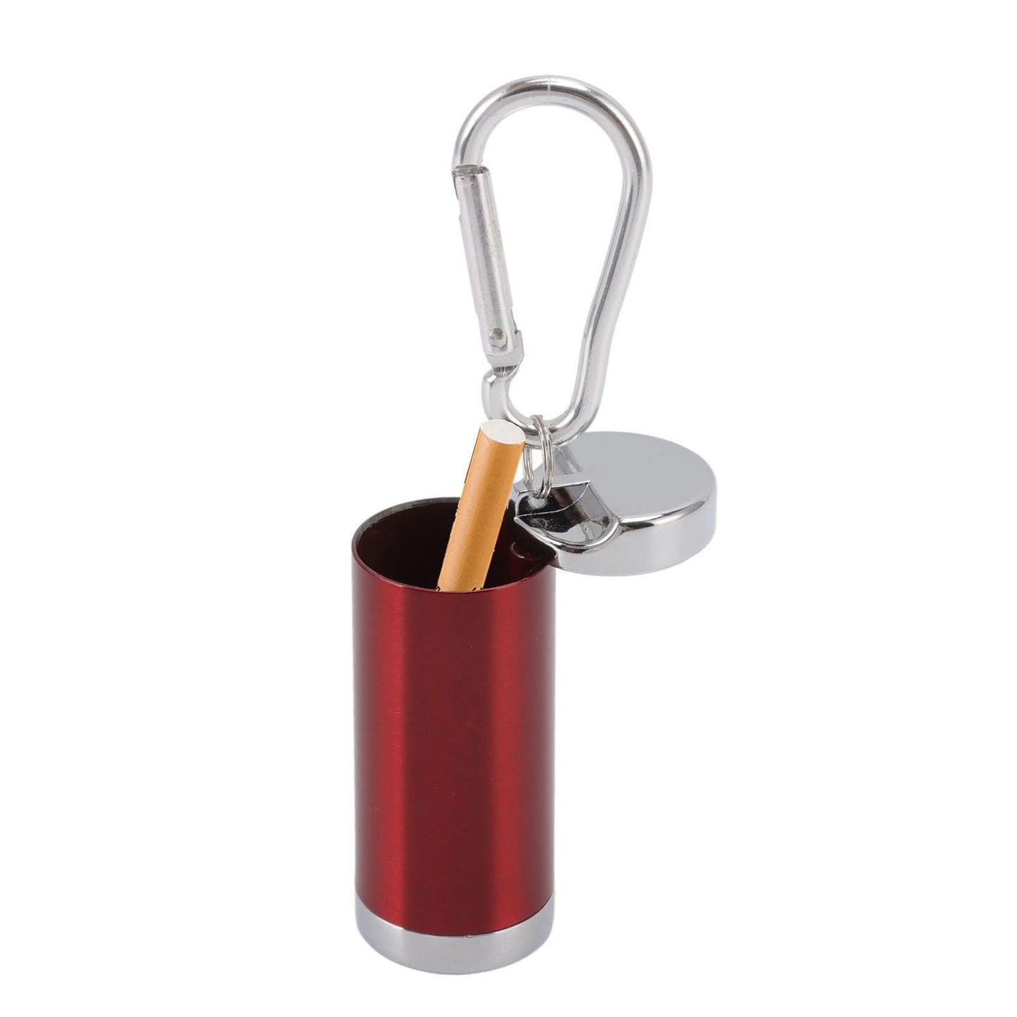 Portable Ashtray Stainless Steel Fireproof Buckle Design Exquisite Look Mini Ashtray Keychain for Car Office Red