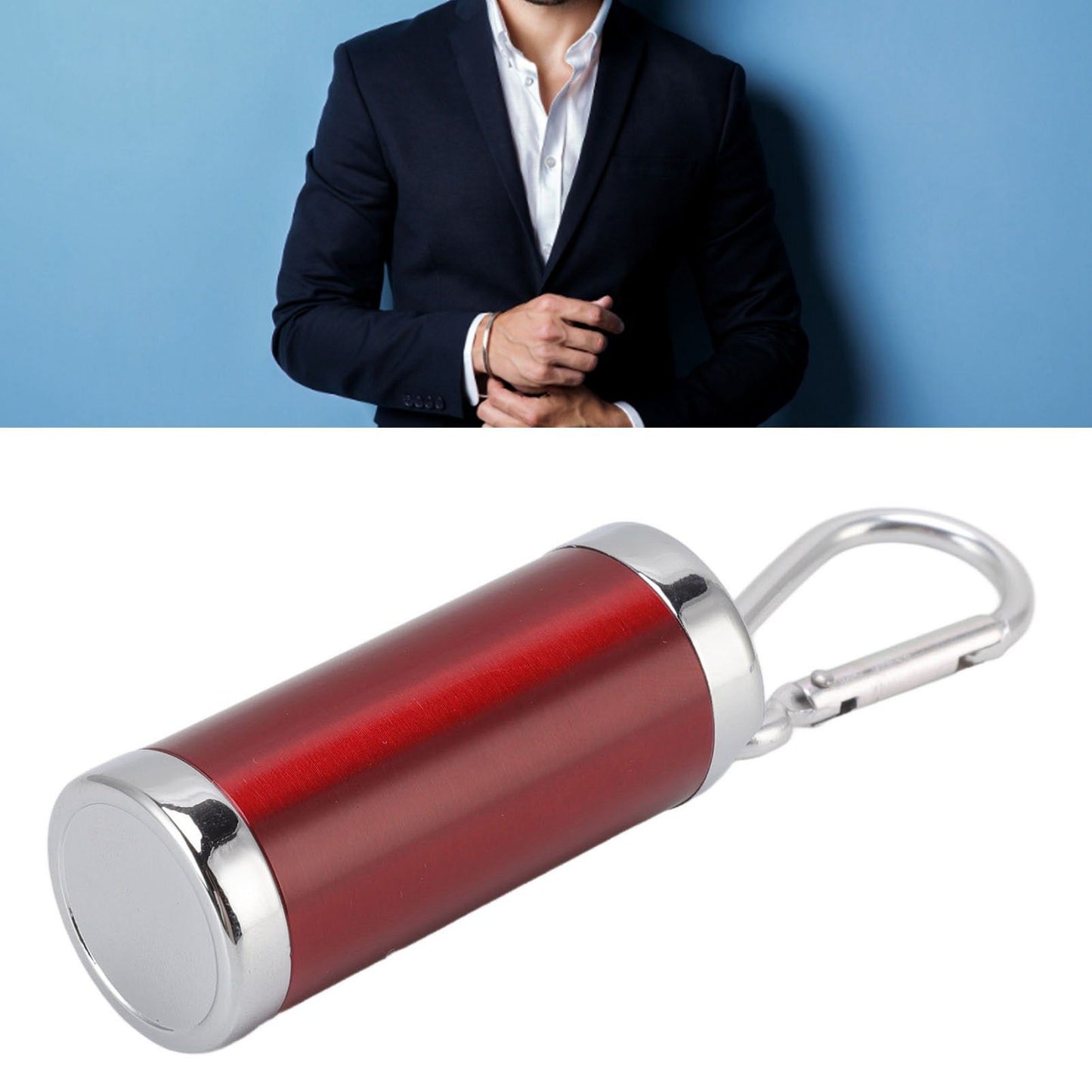 Portable Ashtray Stainless Steel Fireproof Buckle Design Exquisite Look Mini Ashtray Keychain for Car Office Red