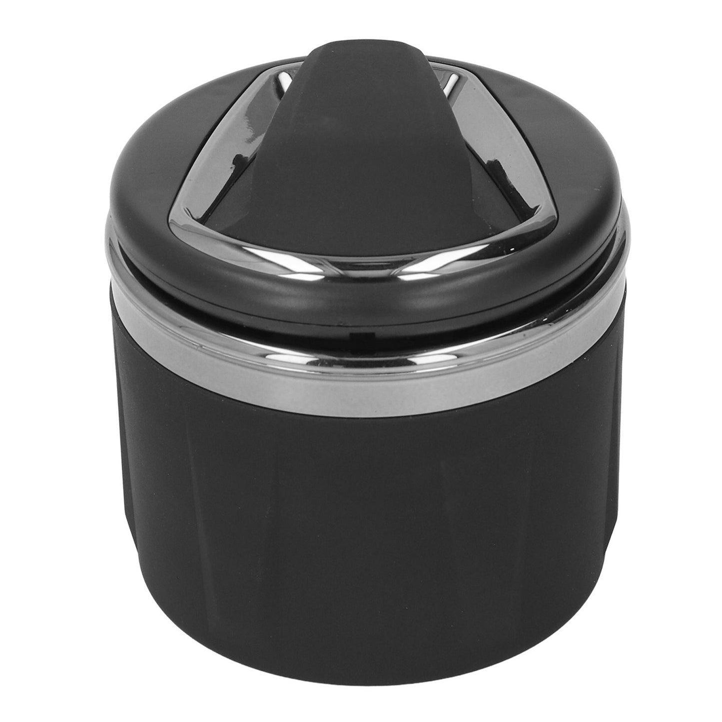 Car Ashtray LED Light with Lid Ceramic Liner Layered Flame Retardant Heat Insulation Smoke Extinguisher Gray