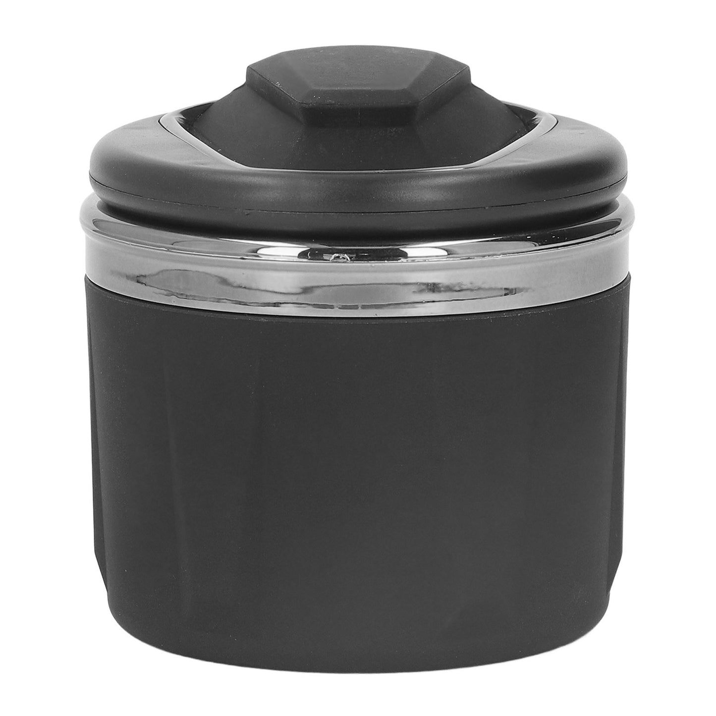 Car Ashtray LED Light with Lid Ceramic Liner Layered Flame Retardant Heat Insulation Smoke Extinguisher Gray