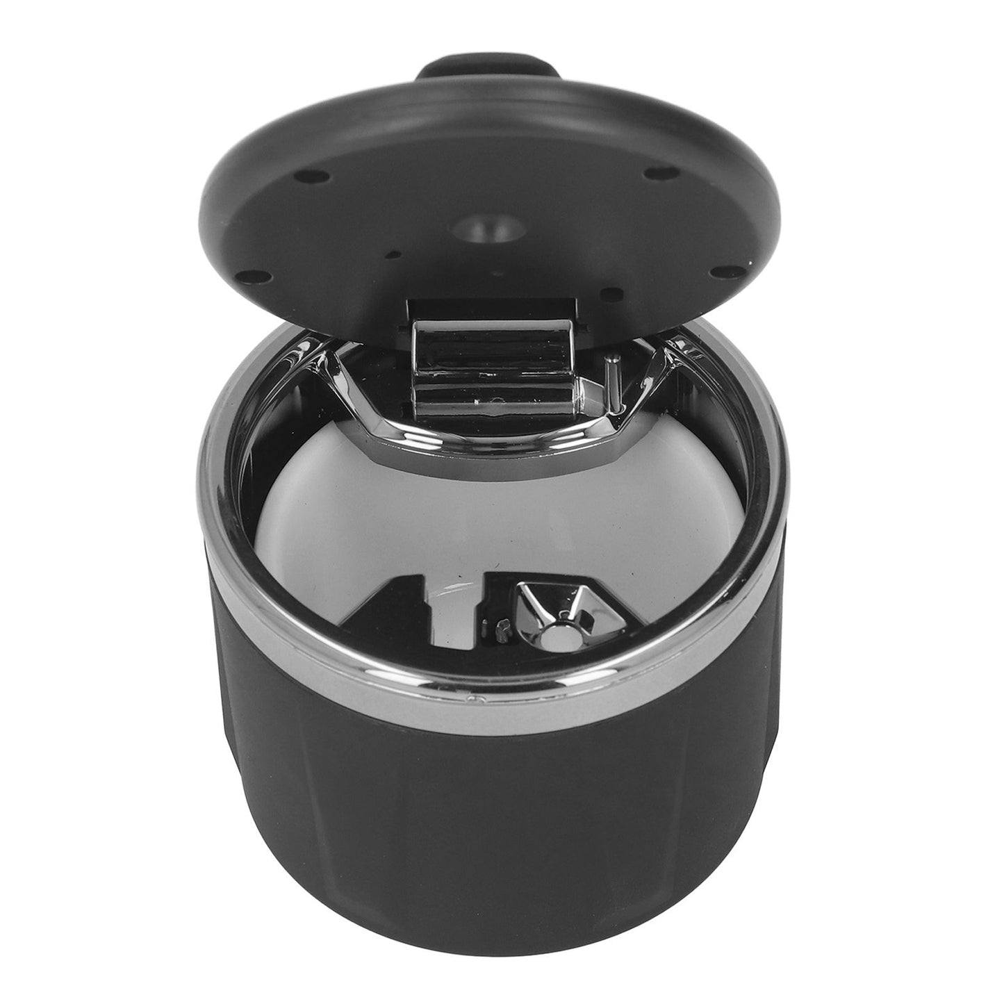 Car Ashtray LED Light with Lid Ceramic Liner Layered Flame Retardant Heat Insulation Smoke Extinguisher Gray