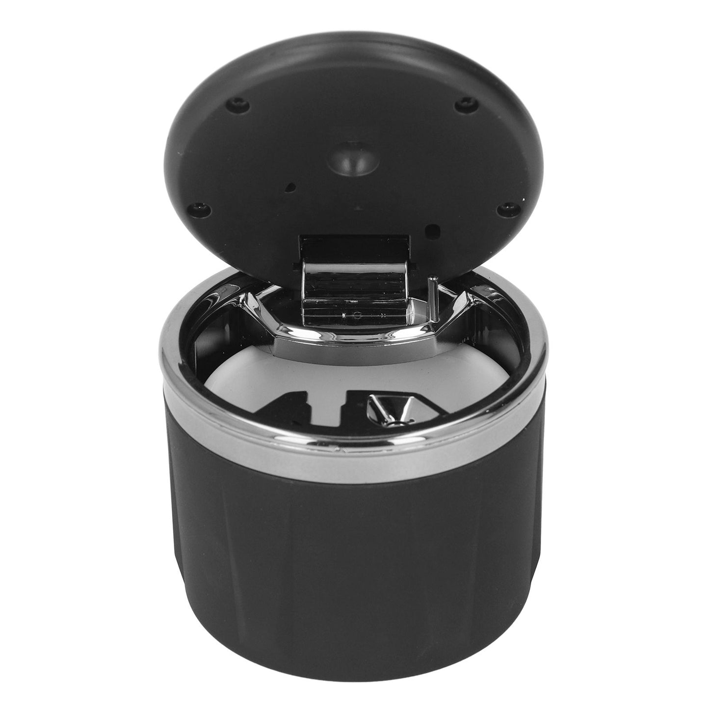 Car Ashtray LED Light with Lid Ceramic Liner Layered Flame Retardant Heat Insulation Smoke Extinguisher Gray
