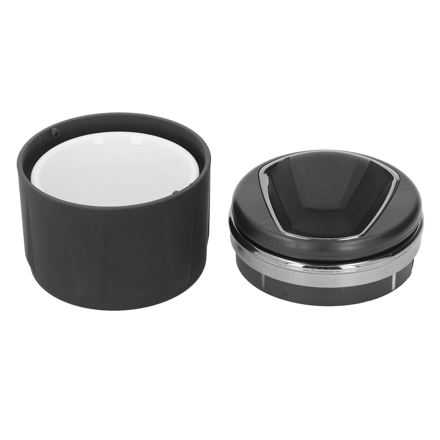 Car Ashtray LED Light with Lid Ceramic Liner Layered Flame Retardant Heat Insulation Smoke Extinguisher Gray