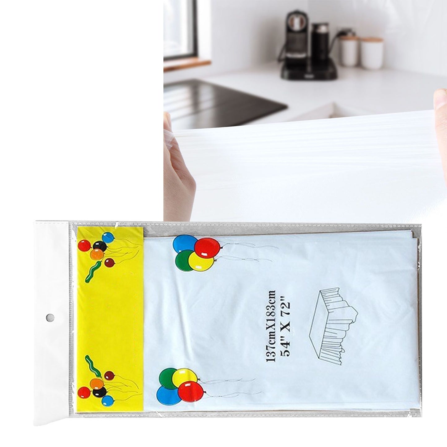 5Pcs Disposable Tablecloth White 137x183cm PE Protective Table Cloth for Wedding Party Tablecloth