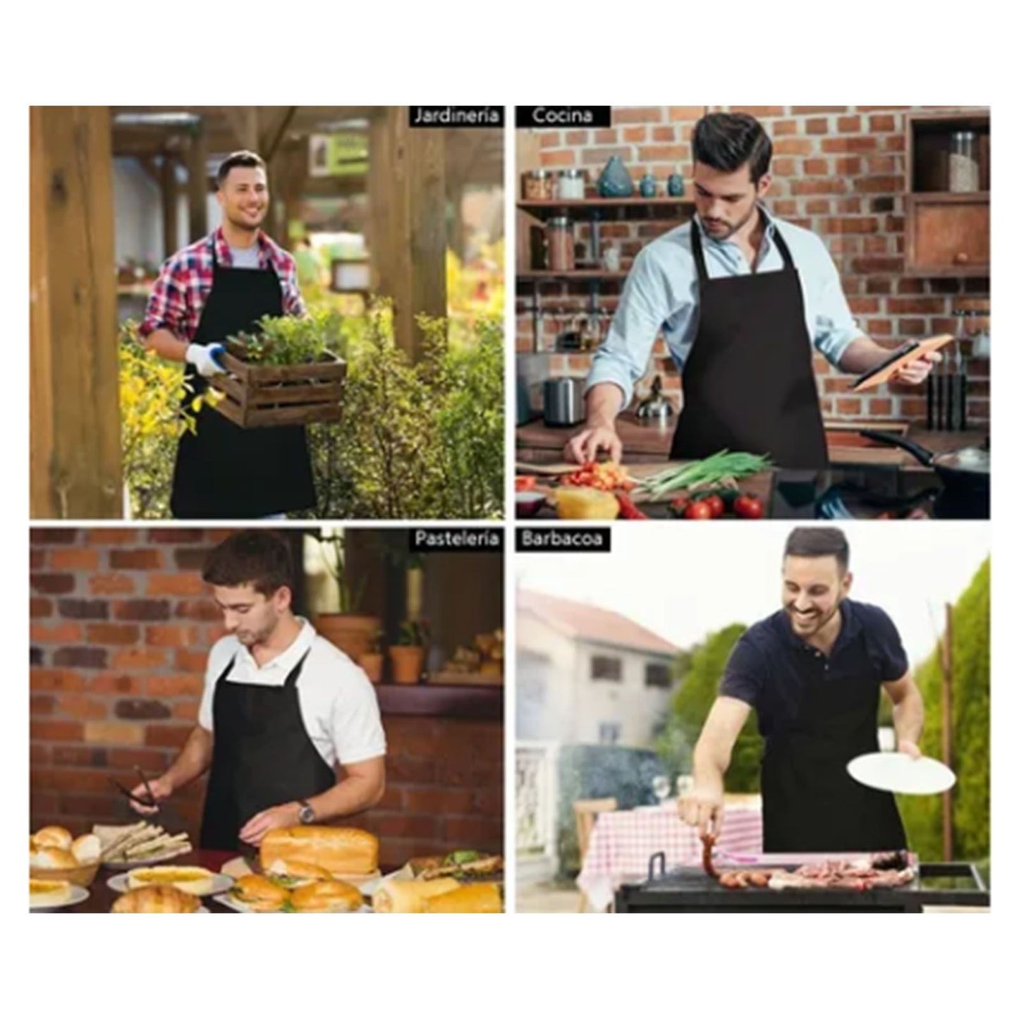 6pcs Waterproof Apron Lightweight Black Apron with Two Pockets for Mens Women for Housework Cooking