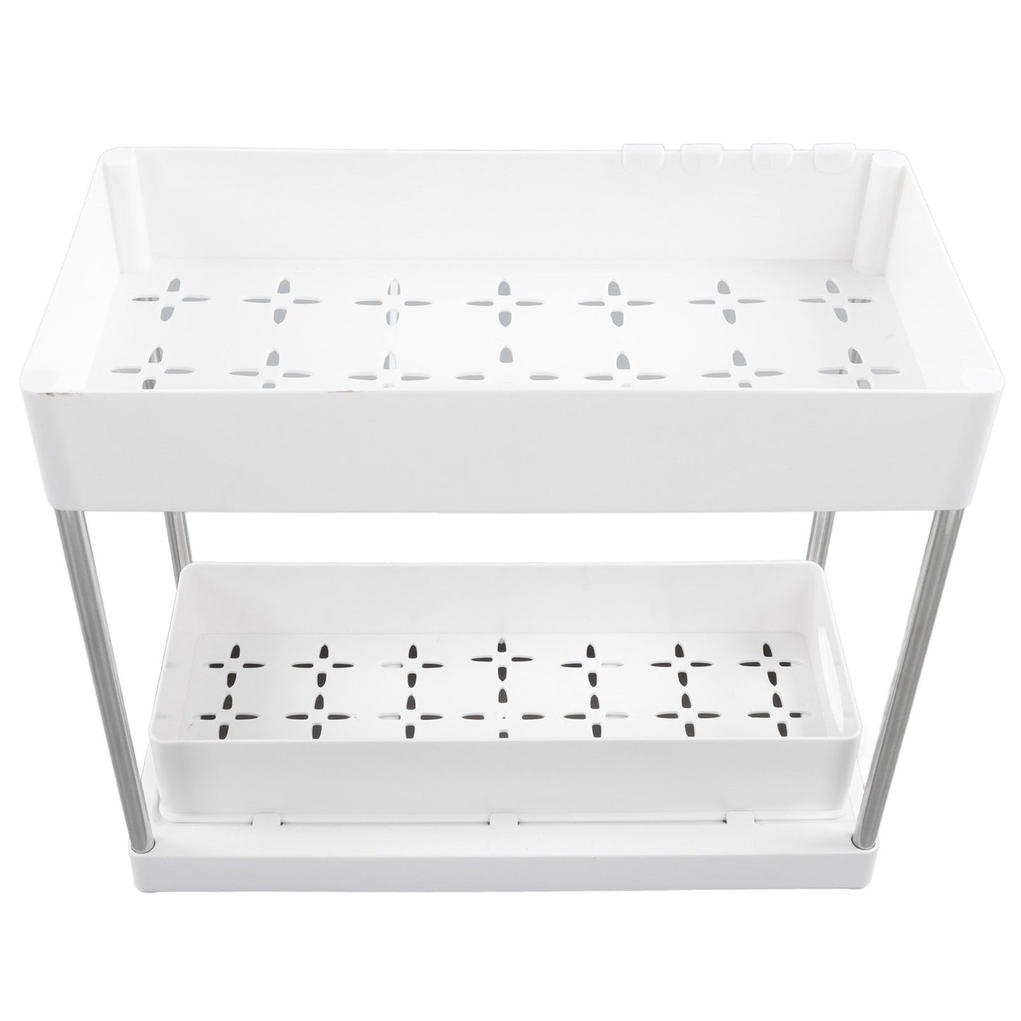Slide Out Storage Baskets ABS Under Sink Organizer Cabinet Sliding Drawers for Kitchen Bathroom Cosmetic Storage White