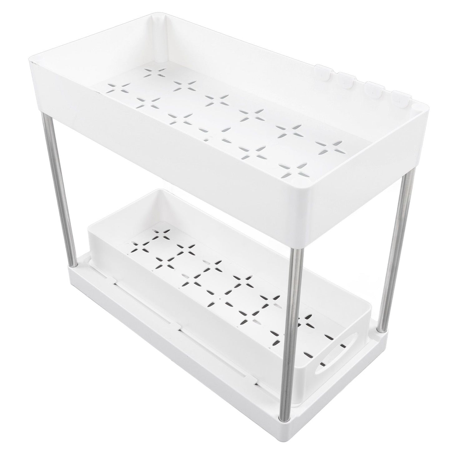 Slide Out Storage Baskets ABS Under Sink Organizer Cabinet Sliding Drawers for Kitchen Bathroom Cosmetic Storage White