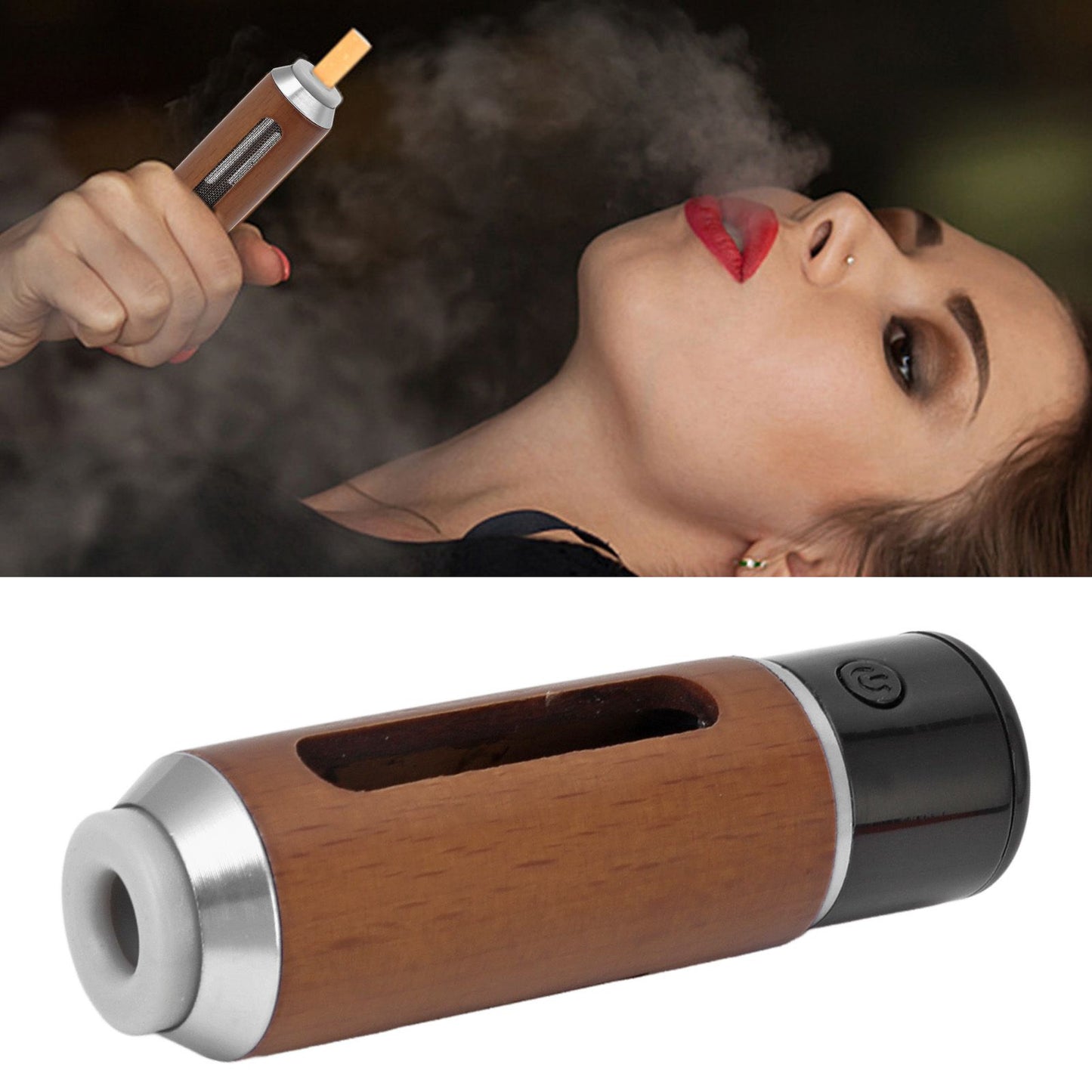 Handheld Car Ashtray with Cigarette Lighter No Leakage Portable Mini Car Cigarette Holder 50mAh Silver