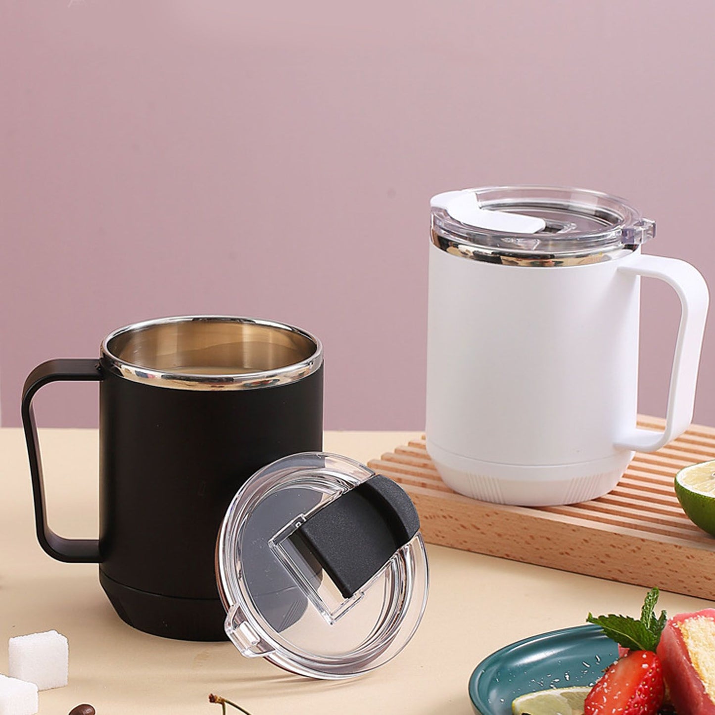 Coffee Mug 460ml 304 Stainless Steel Liner Leakproof Elegant Portable Mug for Outdoor Activities Black