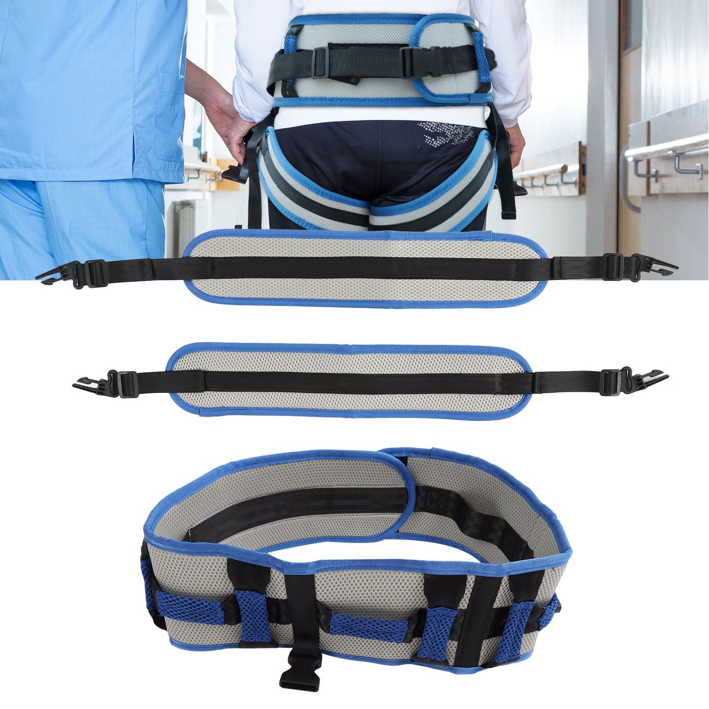 Transfer Belt Stable Support Uniform Force EVA Transfer and Walking Gait Belt with Leg Loops for Patients Elderly L
