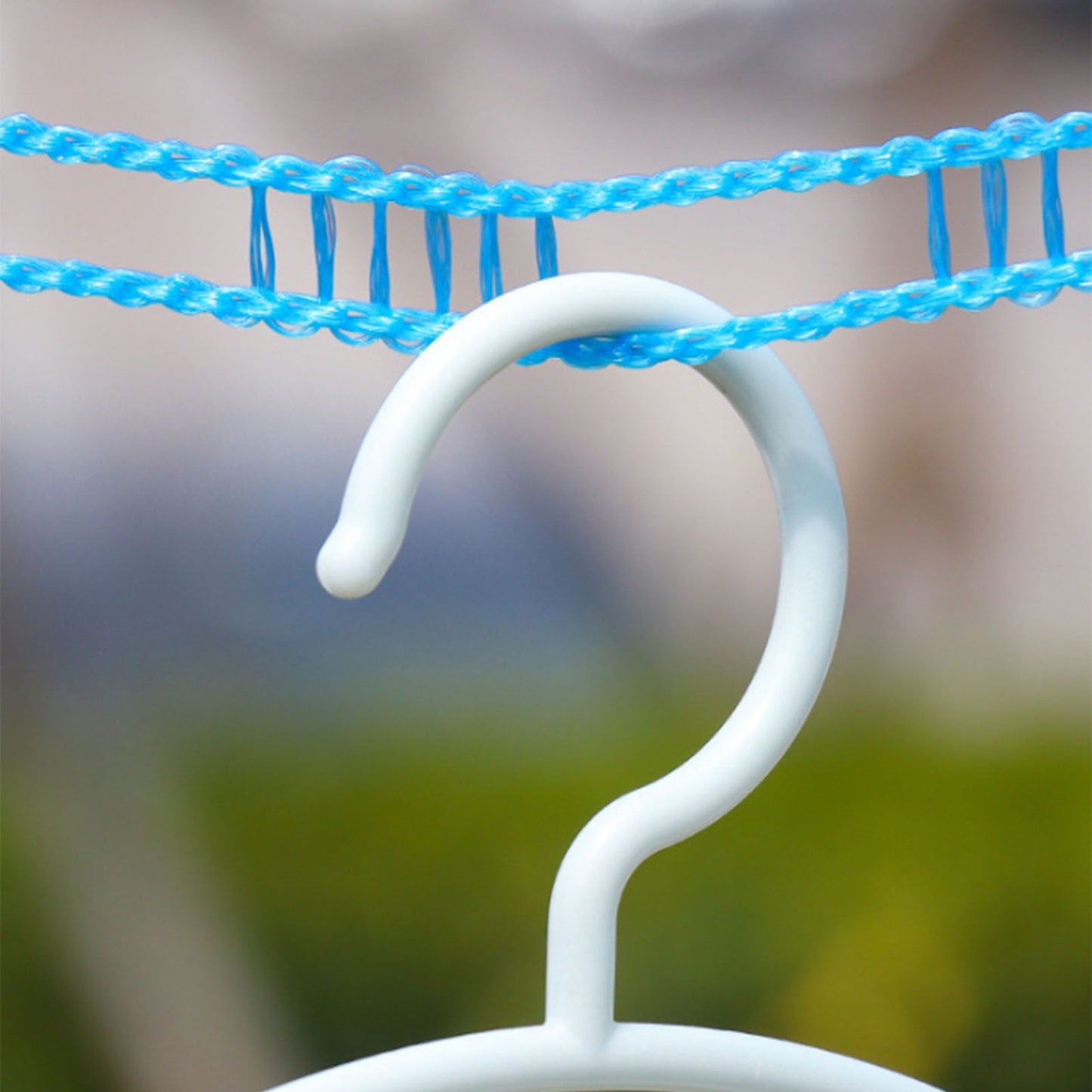 Clothesline 8 Meters Windproof Stable Load Bearing Nylon Material Punch Free Installation Laundry Rope for Indoor Outdoor Blue