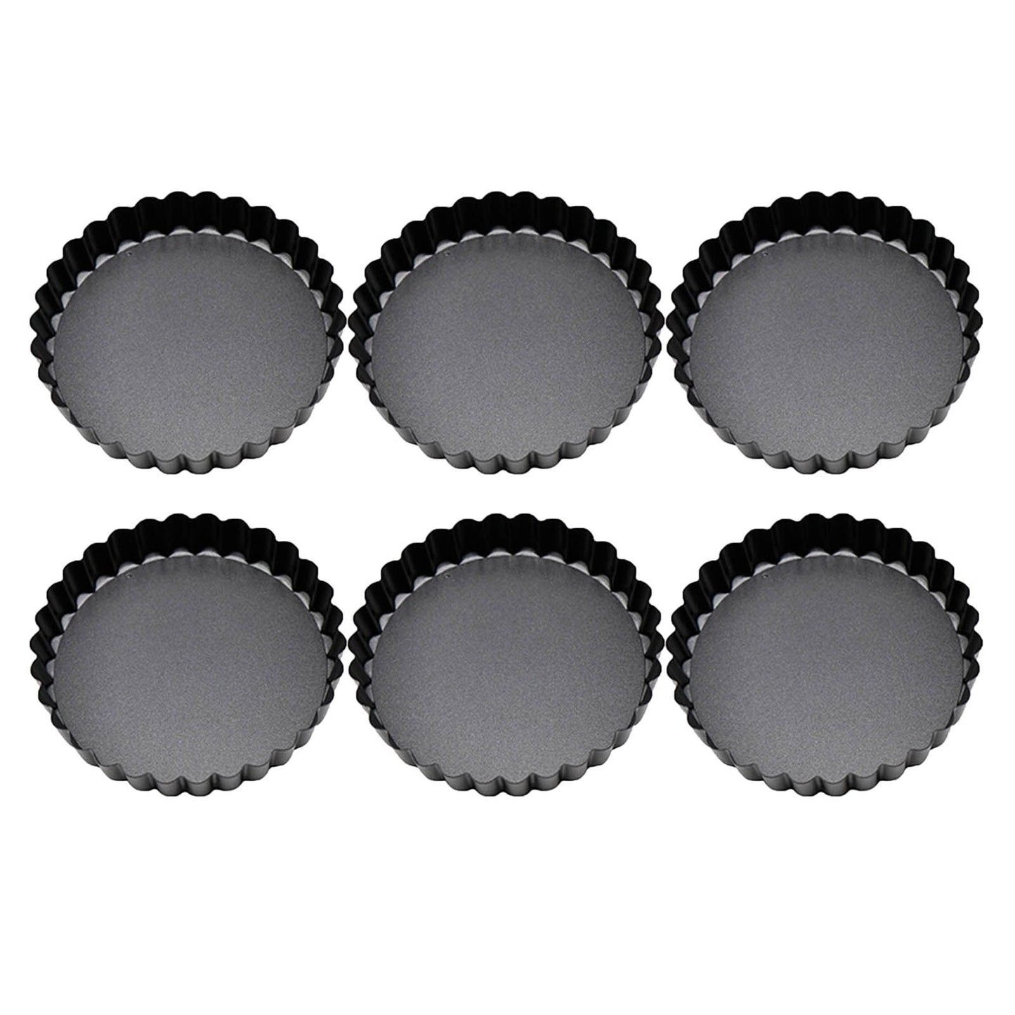 6 Pcs Mini Cake Mould with Removable Bottom 3 Inch Egg Tart Mould Muffin Pans Black Round for Dessert Baking Cooking