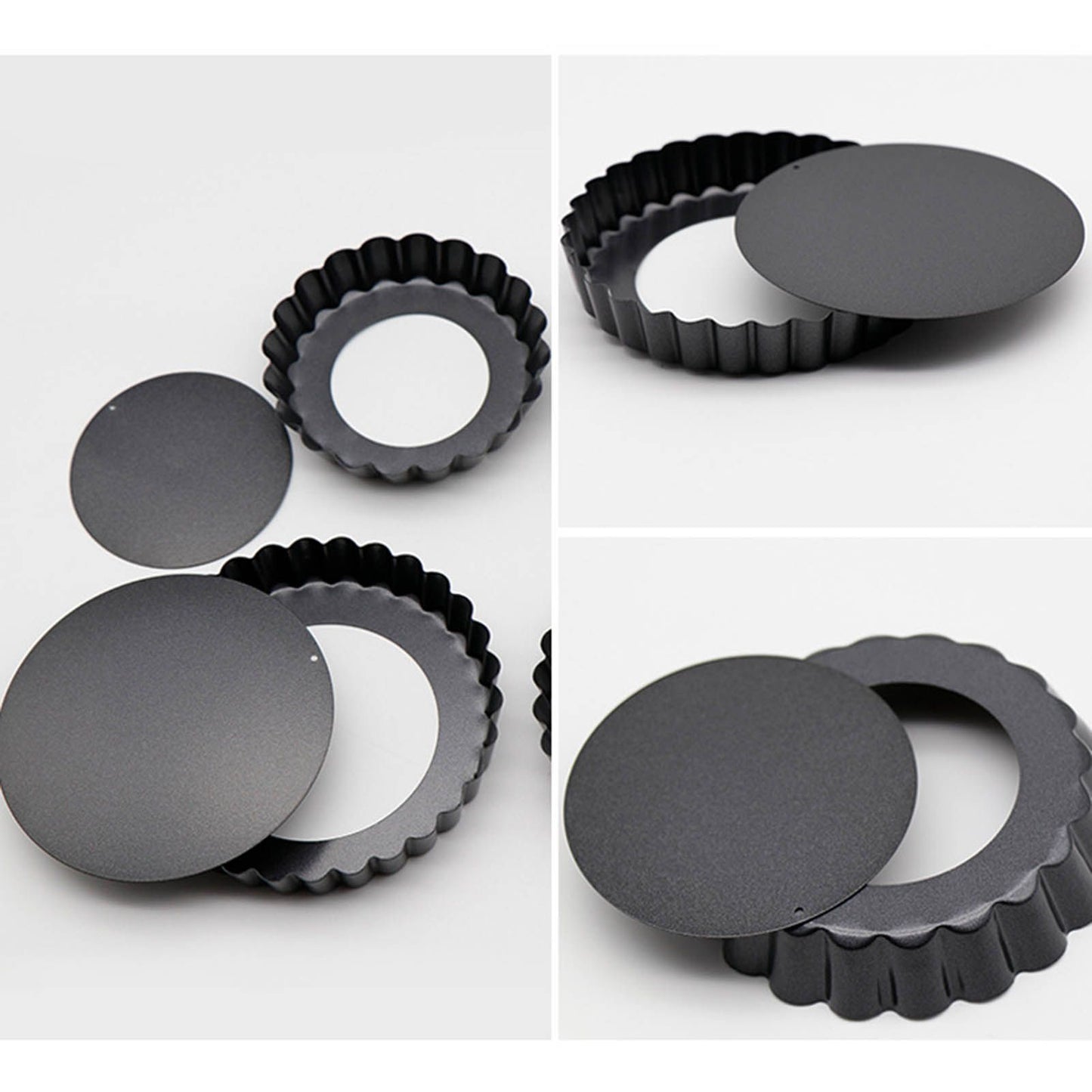 6 Pcs Mini Cake Mould with Removable Bottom 3 Inch Egg Tart Mould Muffin Pans Black Round for Dessert Baking Cooking