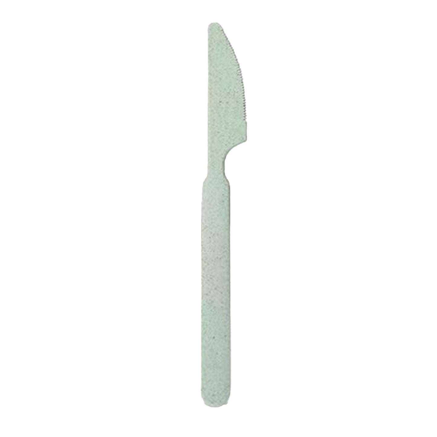 Wheat Straw Cutlery Set Modern Portable Fork Spoon Knife Tableware with Box for Office School Picnic Green