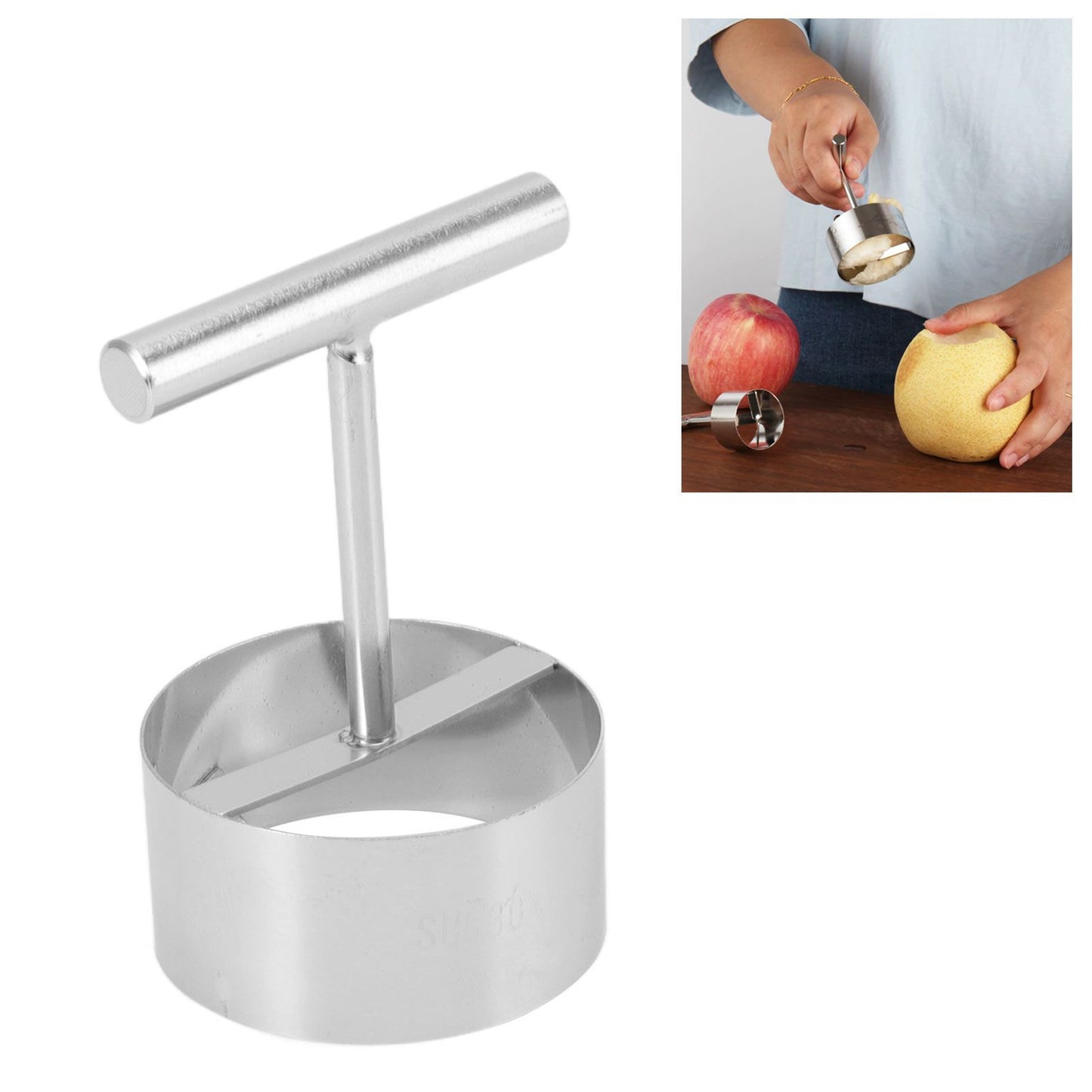 Apple Corer Remover Stainless Steel Fruit Corer Remover with Ergonomic Handle for Home Kitchen L