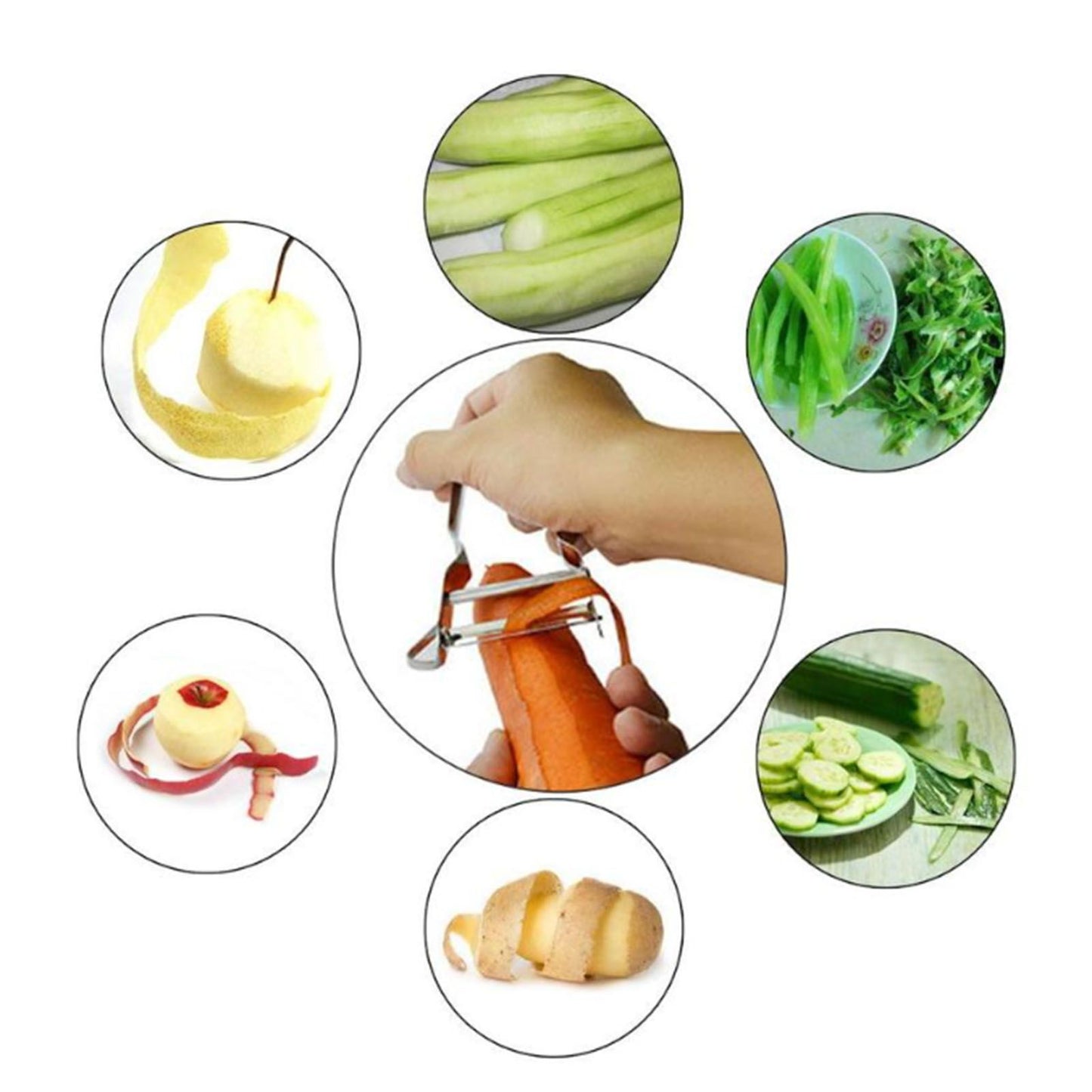 Stainless Steel Peeler U Shape Ergonomic Handle Fruit Peeler Vegetable Peeler for Kitchen Silver