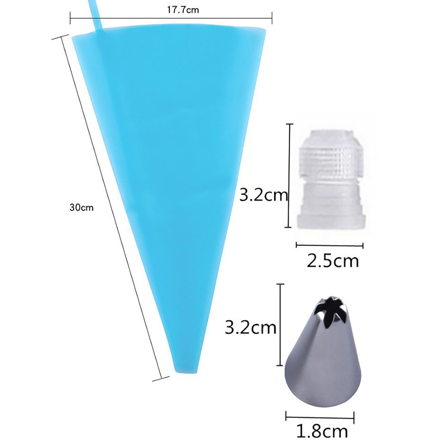 Piping Bags and Tips Set Cake Decorating Supplies for Baking TPU Pastry Bags Stainless Steel Tips Blue