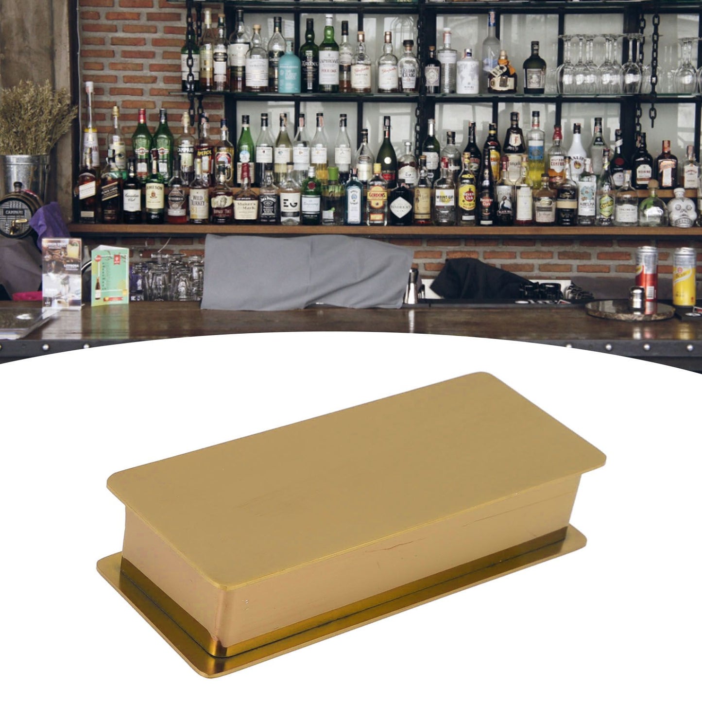 Toothpick Holder Stainless Steel Rectangular Toothpick Holder with Lid for Home Bar Hotel Restaurant Gold