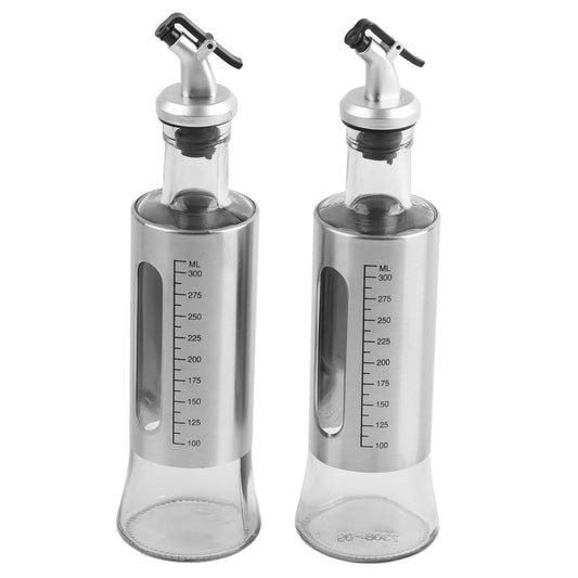 2 Pcs Oil Dispenser Bottle 300ml Thickened Scale Design Visual Seasoning Bottle for Home Kitchen
