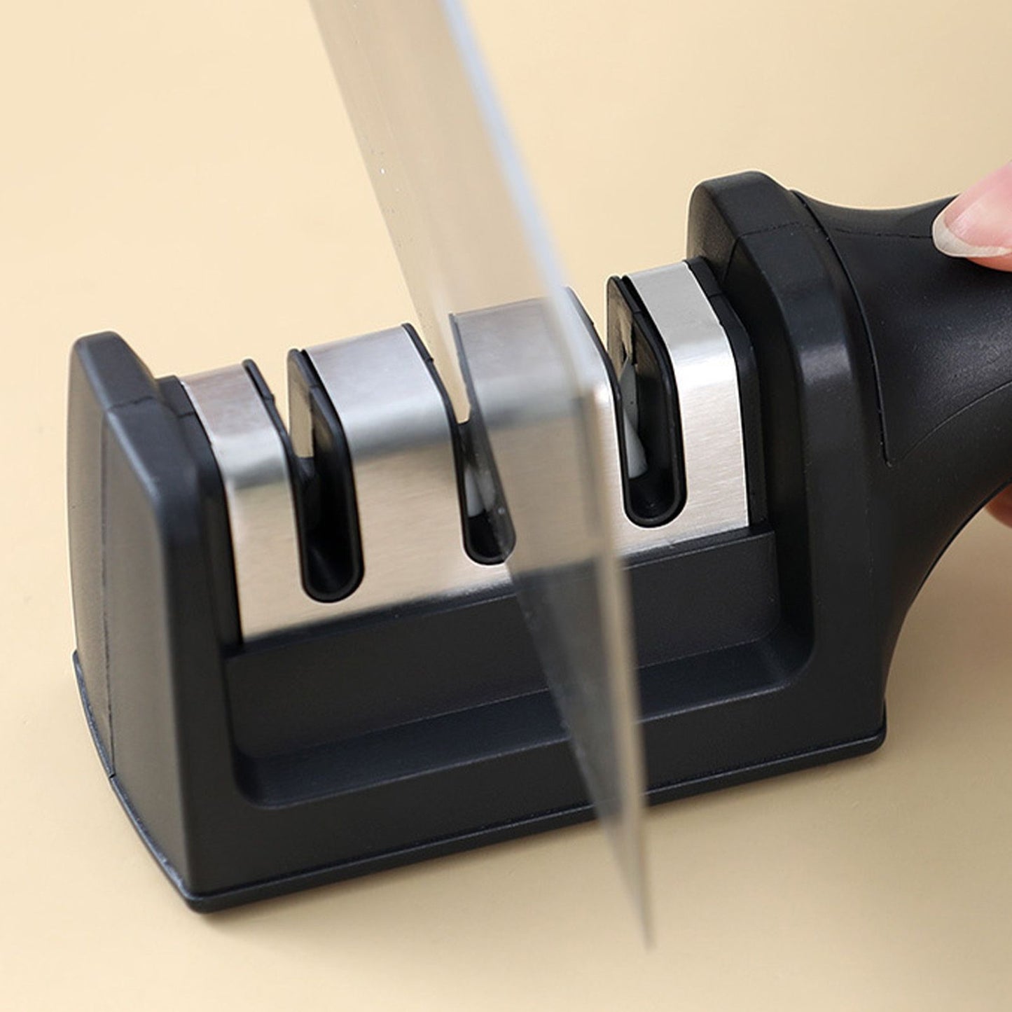 Knife Sharpener 3 Slot Kitchen Knives Sharpen Blade Sharpening Tool for Home Kitchen Black