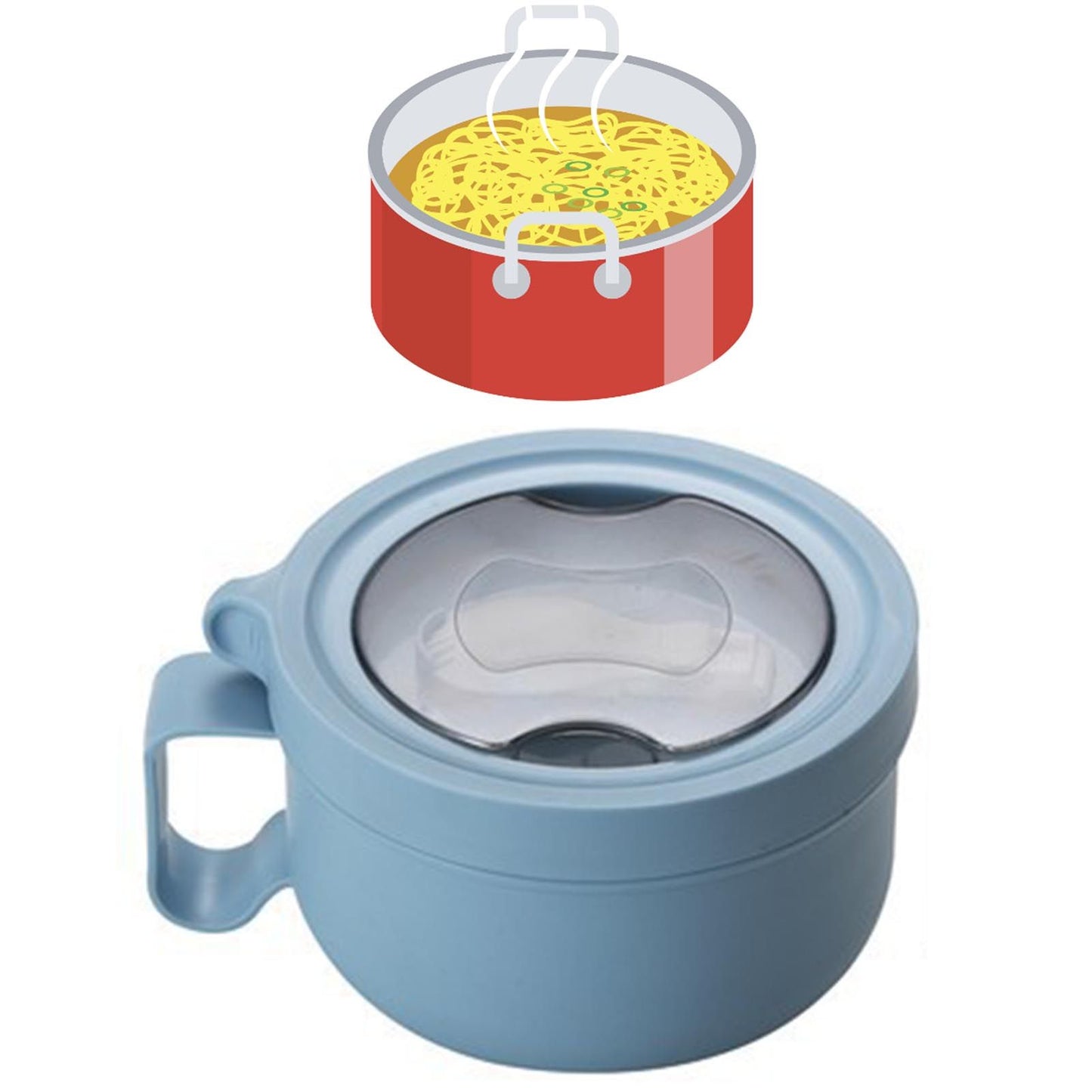 Insulated Bowl Leakage Proof 304 Stainless Steel Interior Thermal Soup Bowl with Handle for Noodle Bento 850ml Blue
