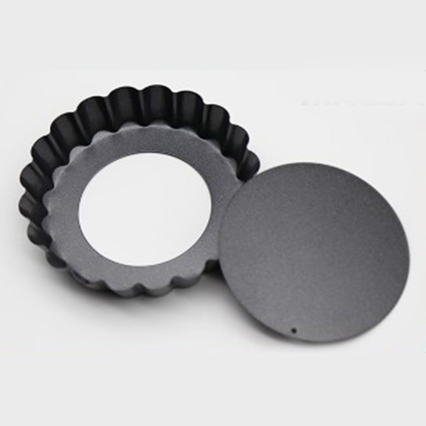 6PCS Removable Bottom Tart Pan Non Stick Coating Carbon Steel Black Quiche Pan for Kitchen