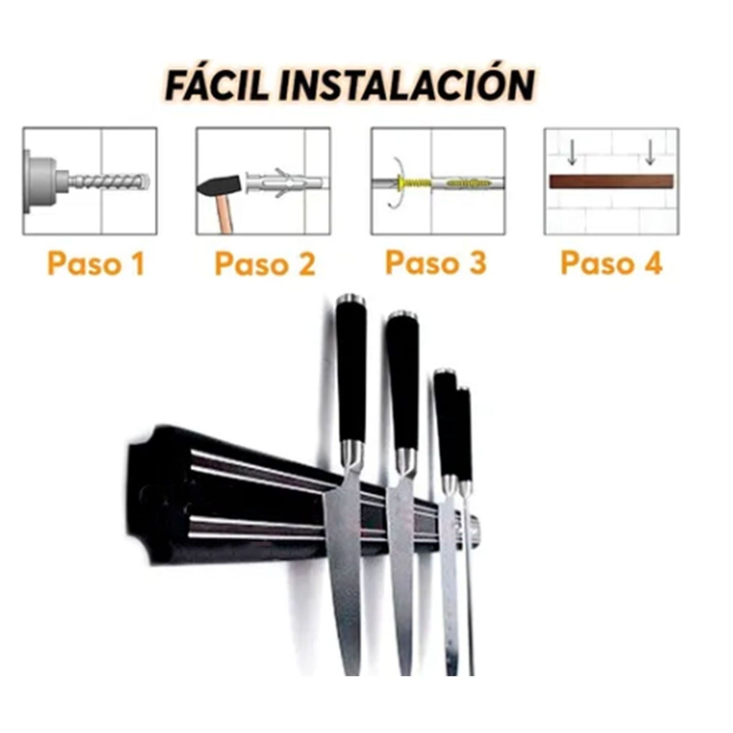 Magnetic Knife Holder Modern Simple Design Multi Use Wall Mount Knife Strip 38cm