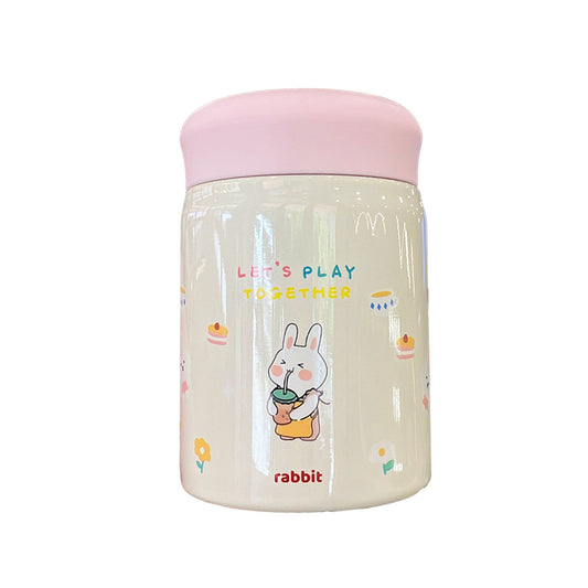 320ml Stainless Steel Insulated Vacuum Food Jar Cup Container with Lid for Outdoor Cartoon Portable Bottle Rabbit