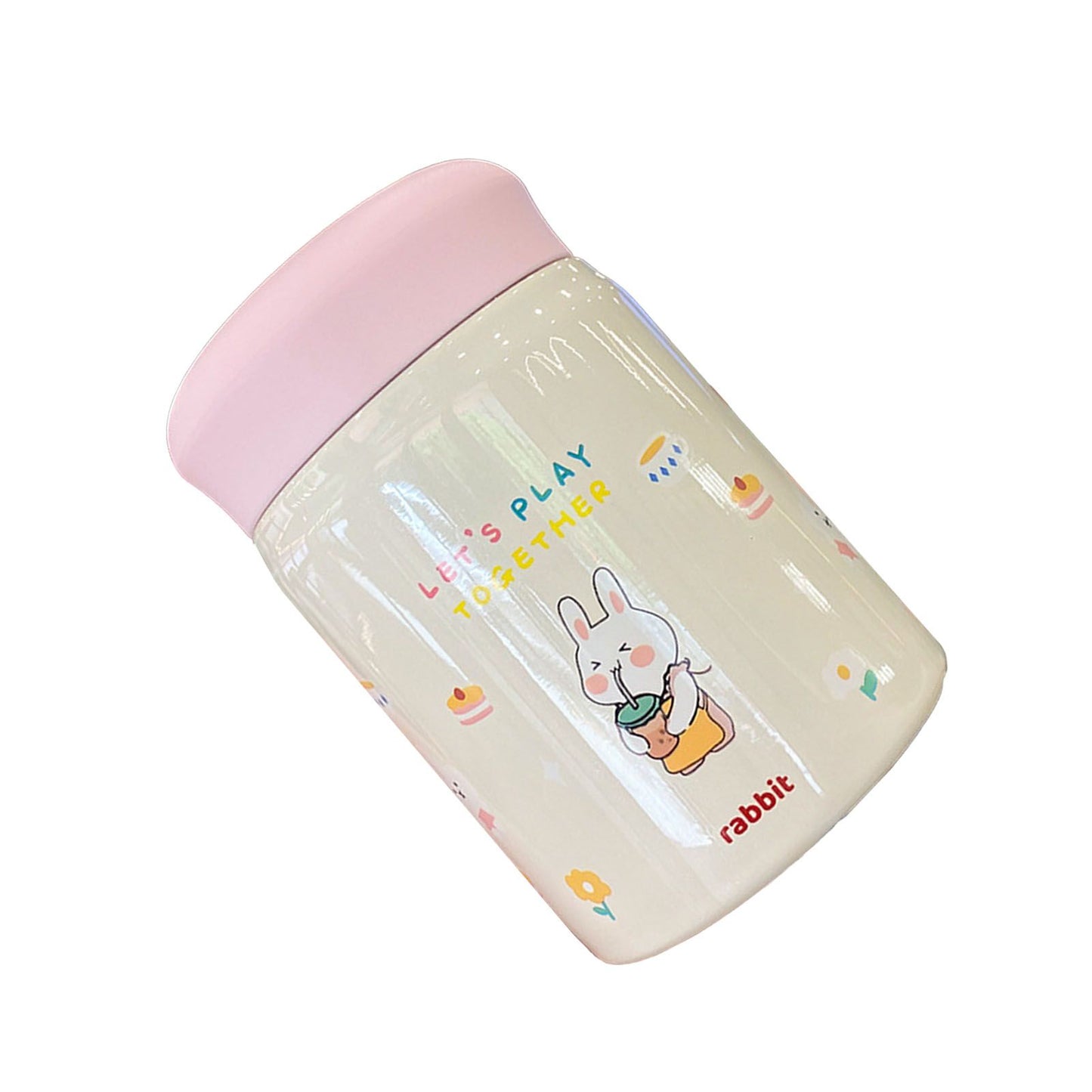 320ml Stainless Steel Insulated Vacuum Food Jar Cup Container with Lid for Outdoor Cartoon Portable Bottle Rabbit