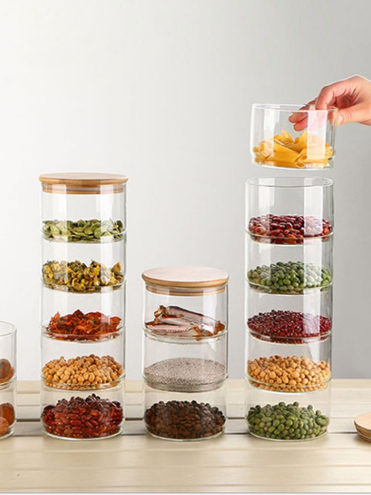 Tiered Glass Storage Jars Snack and Dried Fruit Organizer Glass Salad Bowl with Lid