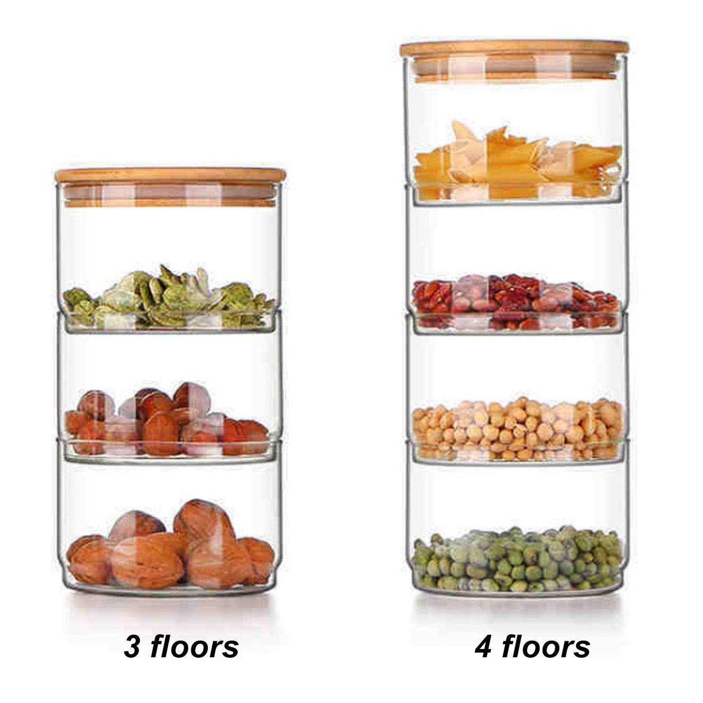 Tiered Glass Storage Jars Snack and Dried Fruit Organizer Glass Salad Bowl with Lid