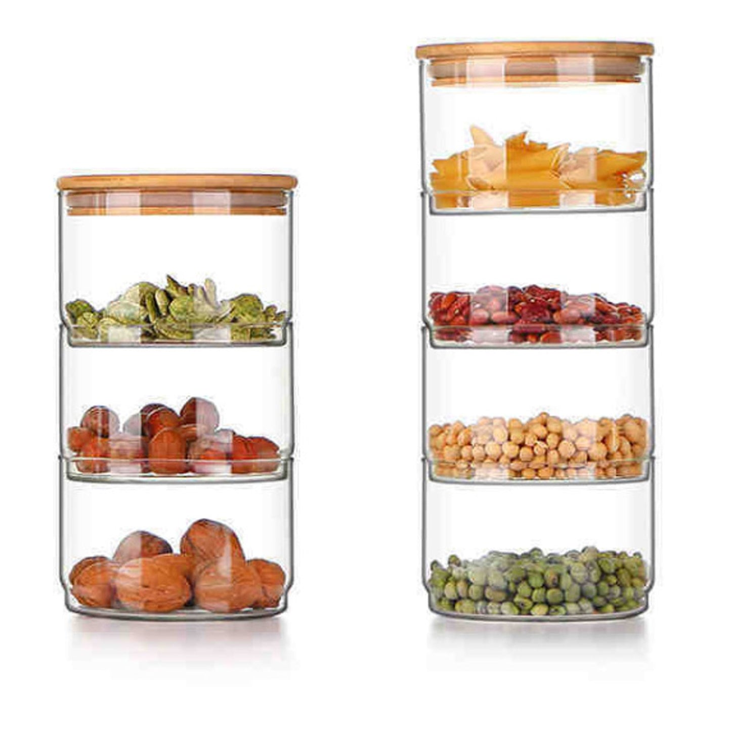 Tiered Glass Storage Jars Snack and Dried Fruit Organizer Glass Salad Bowl with Lid