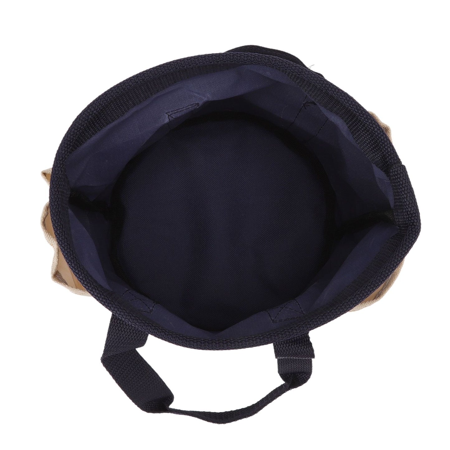 Round Garden Tools Bag 6 Pockets Oxford Cloth Gardening Tool Storage Tote for Men Women Gardener Dark Blue with Cream Color